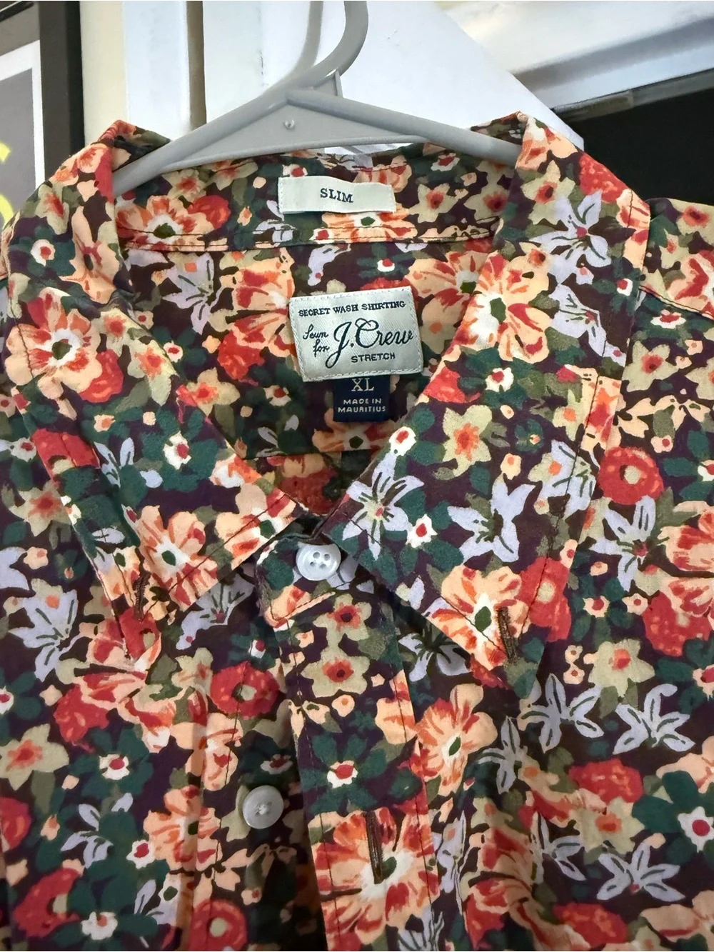 J. Crew Men's Floral Button-Down Shirt in Black, Red and Cream